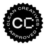 A circular badge with a black background and white text that says, "Clean Creatives Approved" and signifies that Fern CX and CRM has taken the pledge to never work with clients who are involved in the fossil fuels industry.