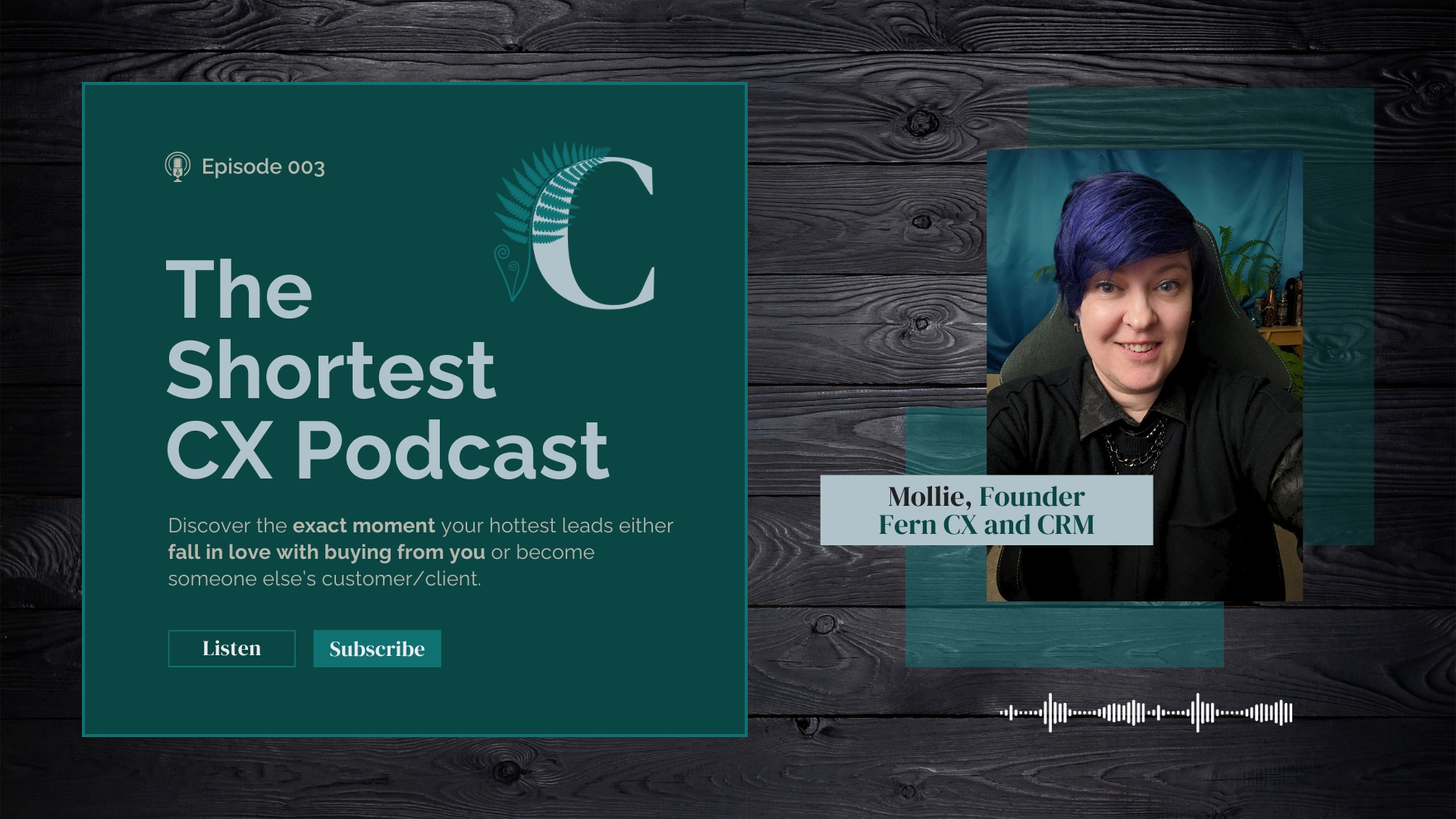 Photo of a woman with short, blue hair smiling at the camera next to the words, "Episode 003 of the Shortest CX Podcast." The topic of this episode is Retention Rates.